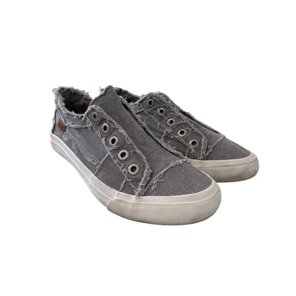 Blowfish Malibu Sneakers Size 6 Canvas Slip On Gray Distressed Frayed Comfort - Picture 1 of 10